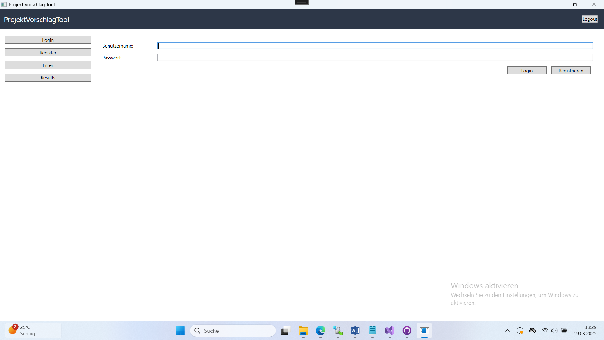 Projektvorschlagstool – Screenshot 1